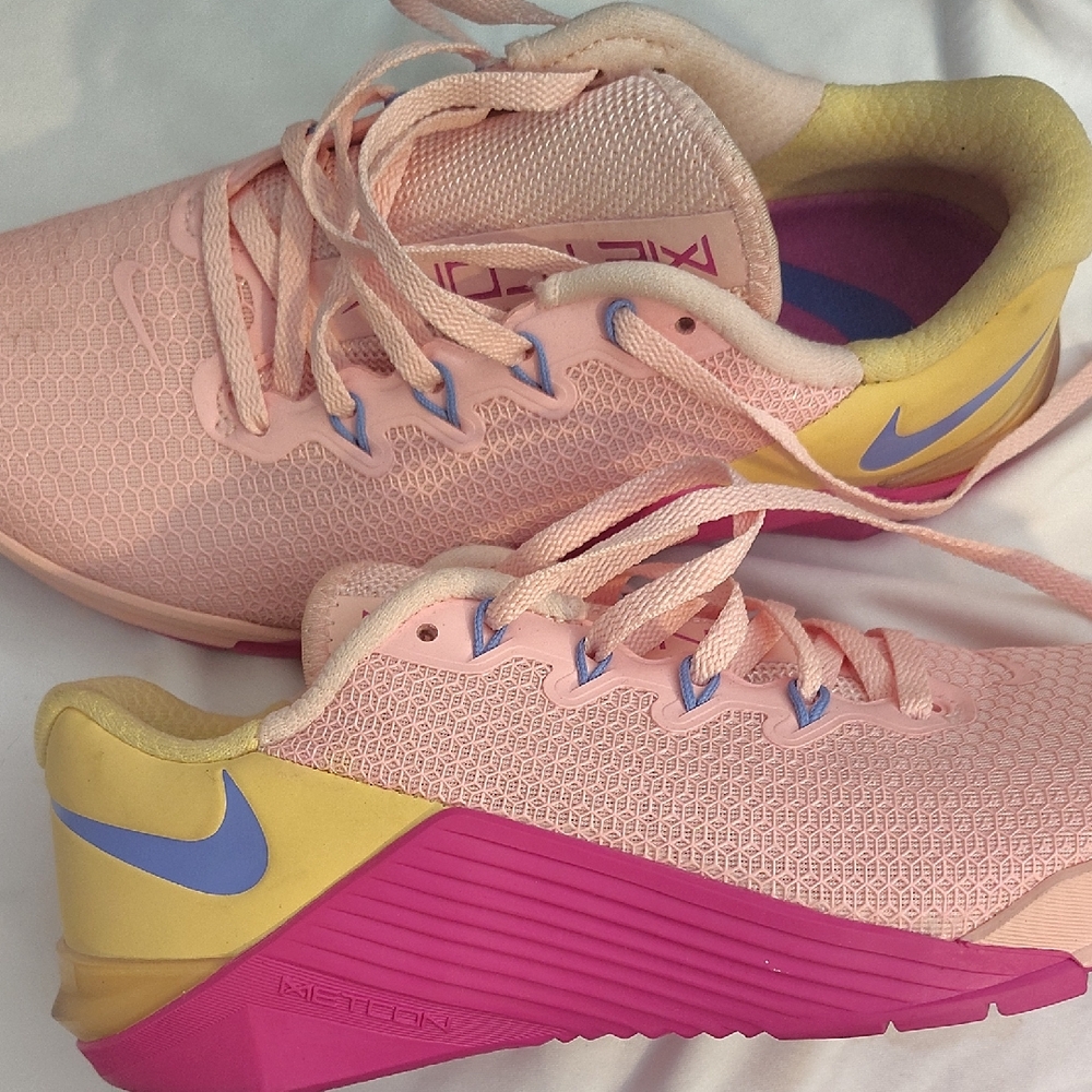 Nike Pink and Yellow Athletic Shoes with Breathable Mesh